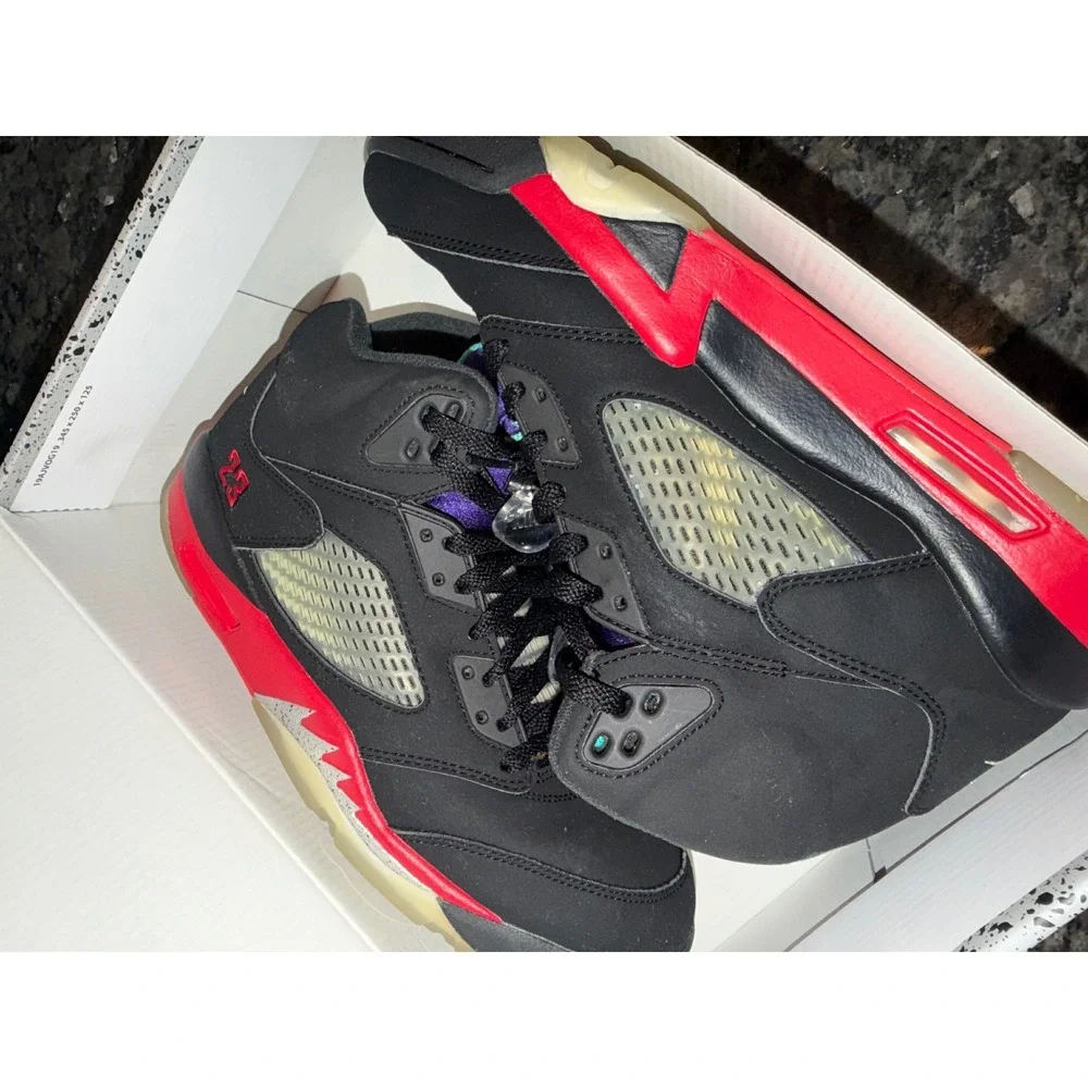 Nike Air Jordan 5 Retro Top 3 Black Fire Red Grape CZ1786-001 Mens Size 10